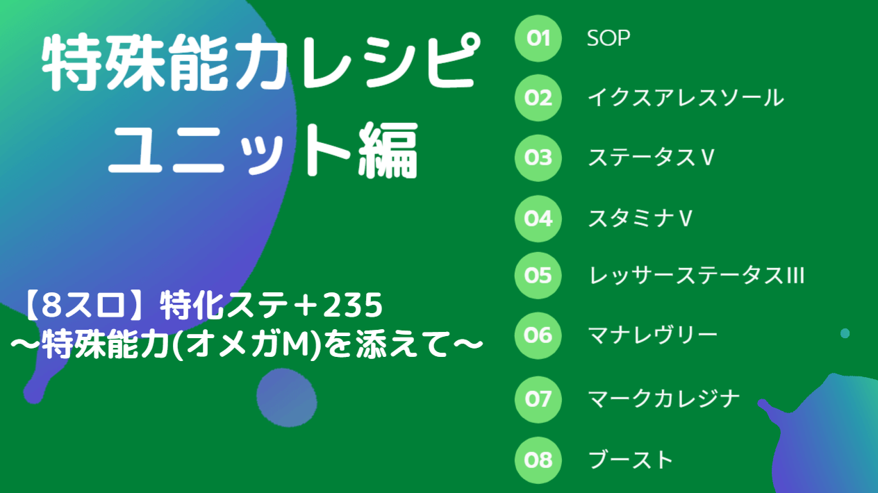 Pso2 8sユニットレシピ特化ステ 235 特殊能力 オメガm を添えて Baskmedia