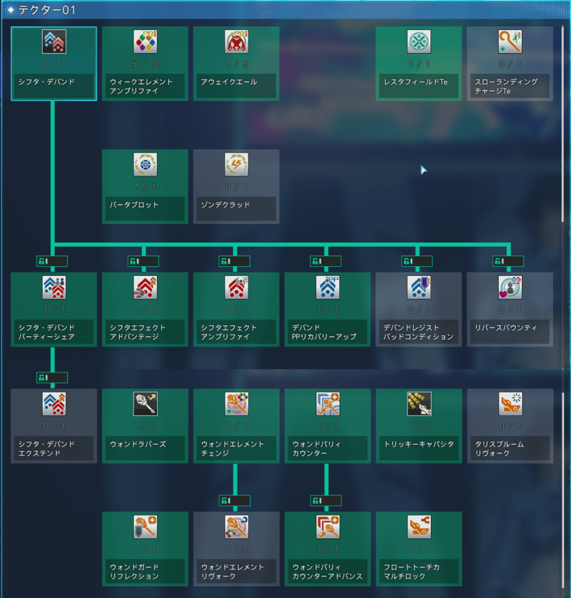 【PSO2NGS】Te(テクター)スキルツリー