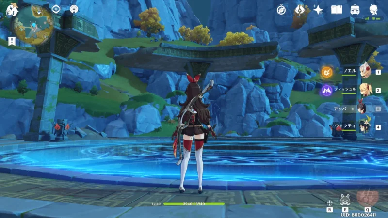 「漉華の池」モニュメントに火元素