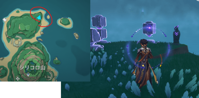 シリコロ山北東の雷鳥の像