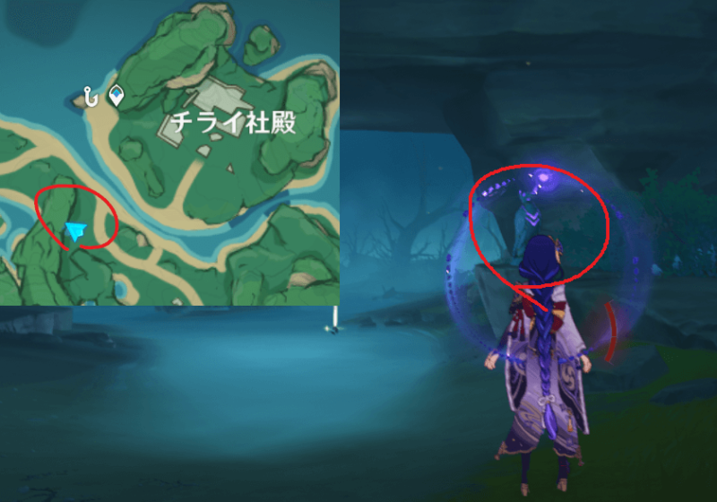 チライ社殿南西の雷鳥の像