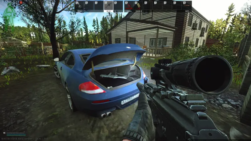 コテージSMW車トランクの中(イエローカードキー)