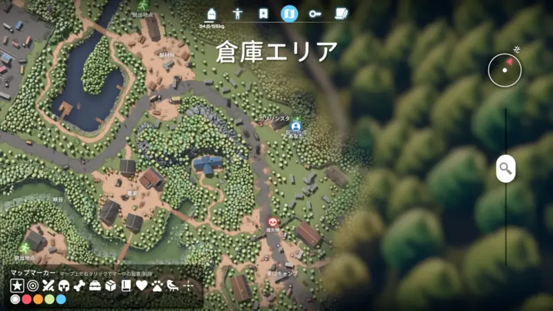倉庫エリアのビーコンの場所(MAP)
