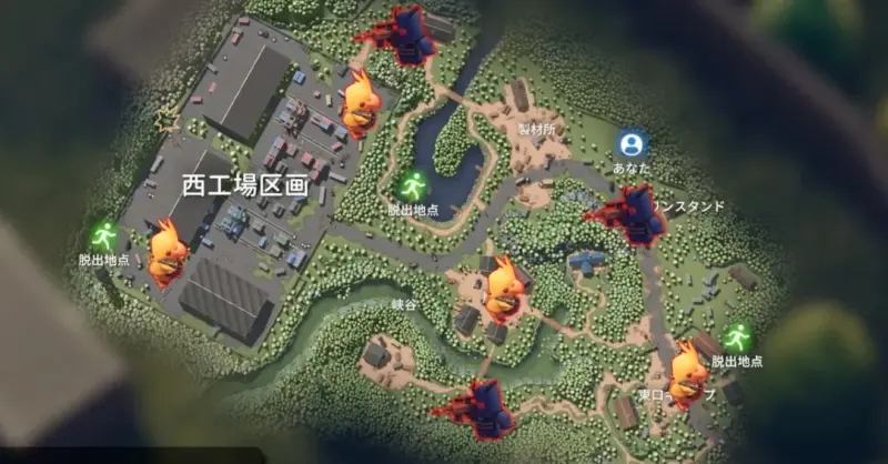 倉庫エリアボス出現マップ