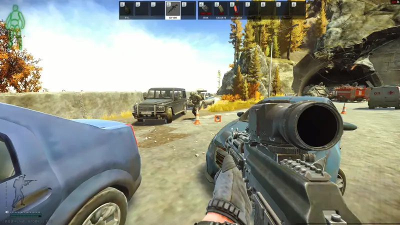 G-Wagon SUV の内の一台からフラッシュドライブを回収する2