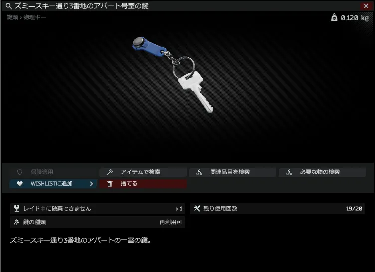 ズミースキー通り3番地のアパート号室の鍵