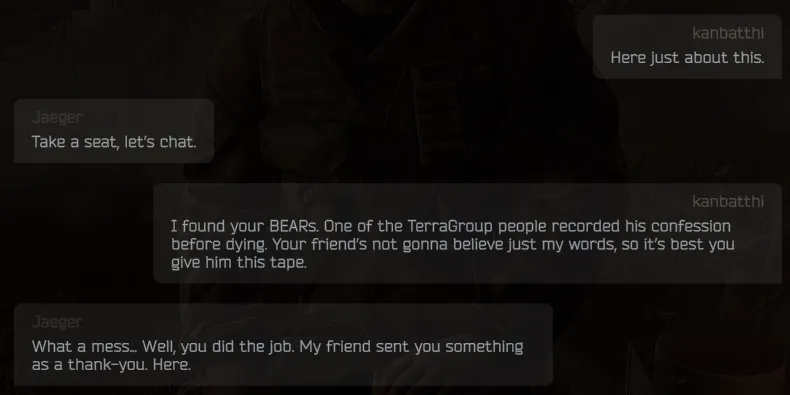 会話テキスト「Jeagerに音声テープを渡す」