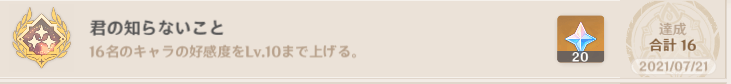 【原神】実績　君の知らないこと　好感度上げ