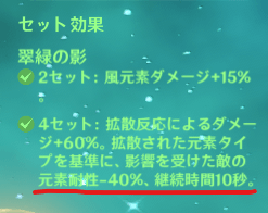 【原神】胡桃 編成 翠緑 万葉 翠緑の影4セット 聖遺物